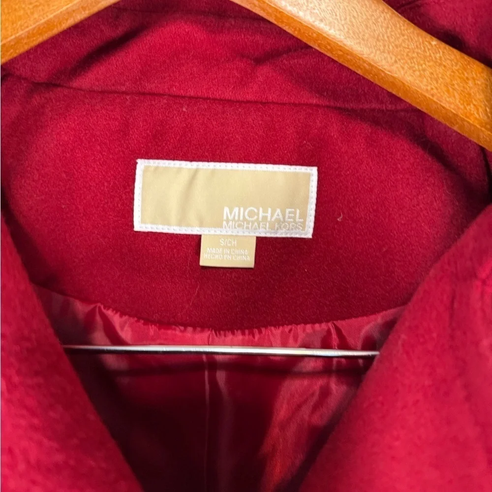 Michael Kors Red Wool Blend coat Peacoat Jacket Small womens coat gold buttons